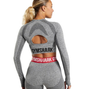 2/$35 Sale Gymshark FLEX LONG SLEEVE CROP TOP Womens size M  LIKE NEW